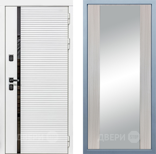 Входная металлическая Дверь Дива МХ-45 Белая STR Д-15 Зеркало Сандал белый в Егорьевске