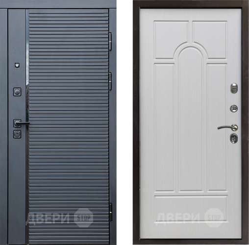 Входная металлическая Дверь Престиж Черная Линия Арка Лиственница белая в Егорьевске