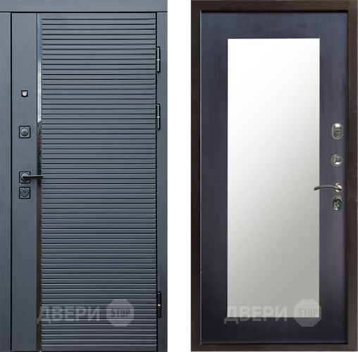 Входная металлическая Дверь Престиж Черная Линия Зеркло Пастораль Венге в Егорьевске