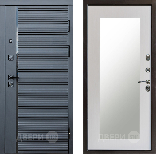 Входная металлическая Дверь Престиж Черная Линия Зеркло Пастораль Лиственница белая в Егорьевске