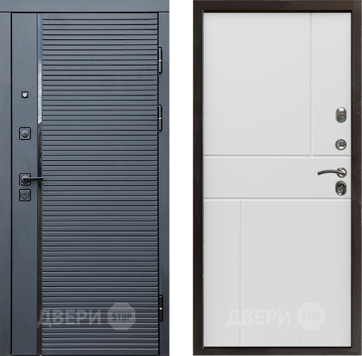Дверь Престиж Черная Линия Горизонт Бетон белый в Егорьевске