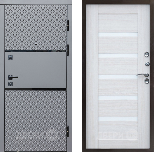 Входная металлическая Дверь Престиж Ромб Царга Лиственница белая в Егорьевске