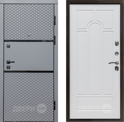 Входная металлическая Дверь Престиж Ромб Арка Белое дерево в Егорьевске