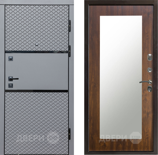 Входная металлическая Дверь Престиж Ромб Зеркло Пастораль Дуб в Егорьевске