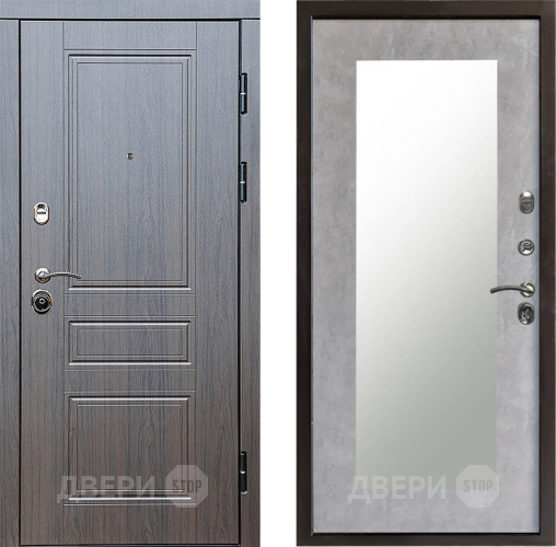 Входная металлическая Дверь Престиж Классика Венге Зеркло Пастораль Бетон светлый в Егорьевске