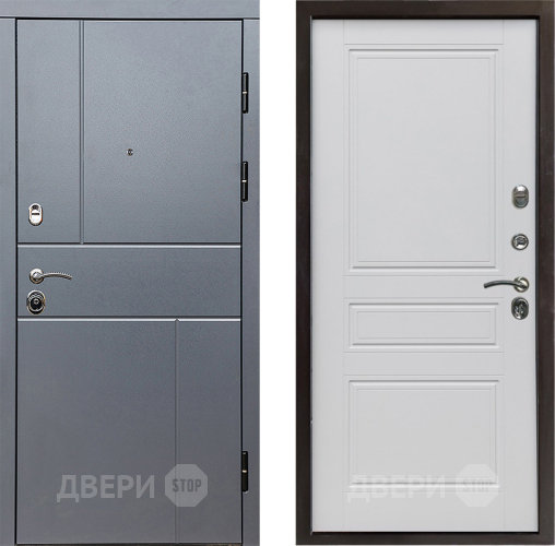 Входная металлическая Дверь Престиж Горизонт Грэй Классика Белый матовый в Егорьевске