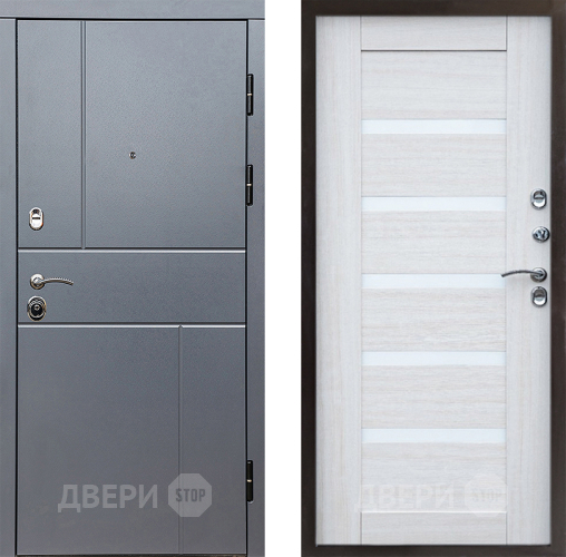 Входная металлическая Дверь Престиж Горизонт Грэй Царга Лиственница белая в Егорьевске