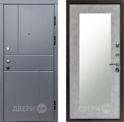 Входная металлическая Дверь Престиж Горизонт Грэй Зеркло Пастораль Бетон светлый в Егорьевске