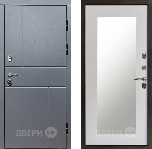 Входная металлическая Дверь Престиж Горизонт Грэй Зеркло Пастораль Лиственница белая в Егорьевске
