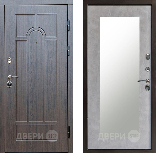 Входная металлическая Дверь Престиж Арка Зеркло Пастораль Бетон светлый в Егорьевске