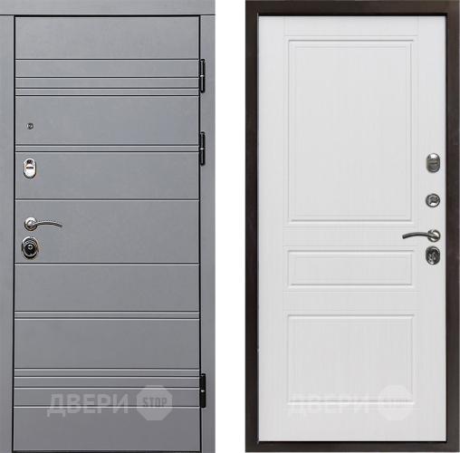 Входная металлическая Дверь Престиж Линия Грэй Классика Белое дерево в Егорьевске