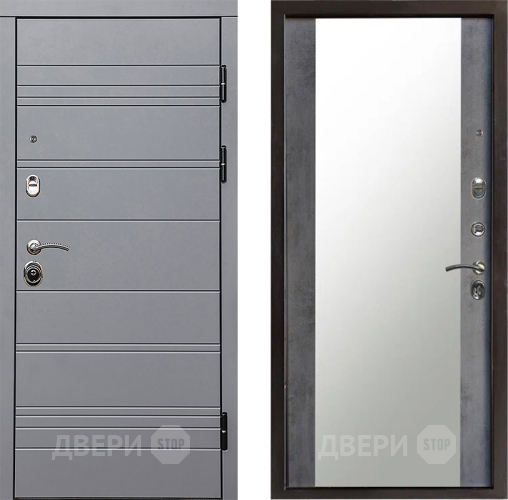 Входная металлическая Дверь Престиж Линия Грэй Зеркало Бетон темный в Егорьевске