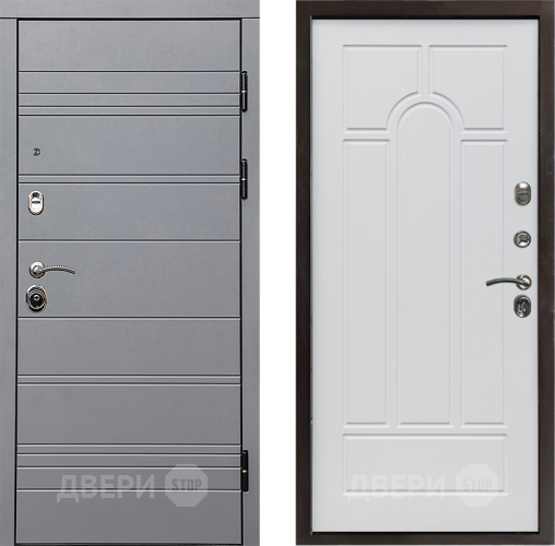 Входная металлическая Дверь Престиж Линия Грэй Арка Белое дерево в Егорьевске