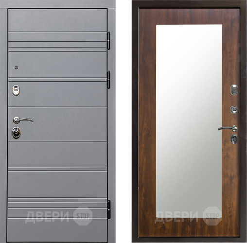 Входная металлическая Дверь Престиж Линия Грэй Зеркло Пастораль Дуб в Егорьевске