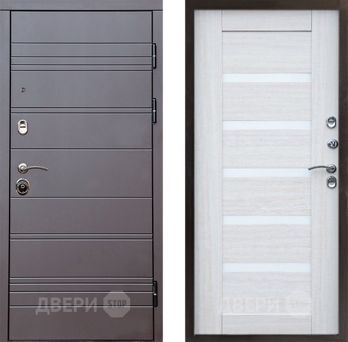 Входная металлическая Дверь Престиж Линия Браун Царга Лиственница белая в Егорьевске