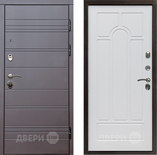 Входная металлическая Дверь Престиж Линия Браун Арка Белое дерево в Егорьевске