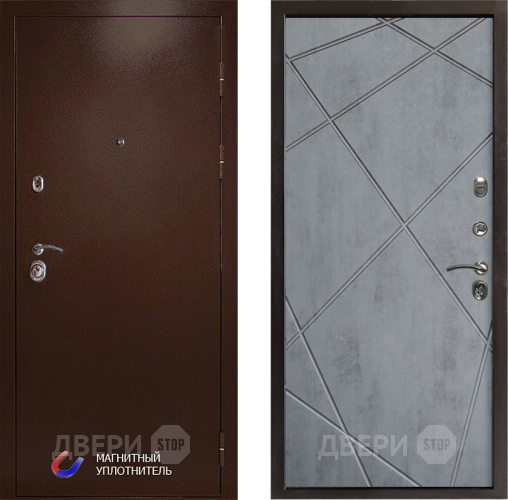 Входная металлическая Дверь Престиж Медь Лучи Бетон темный в Егорьевске
