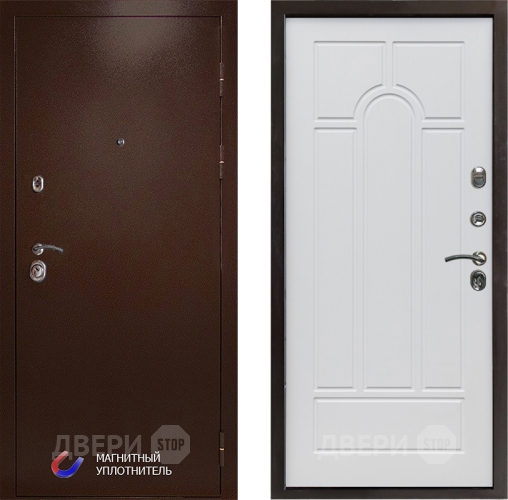 Входная металлическая Дверь Престиж Медь Арка Белое дерево в Егорьевске