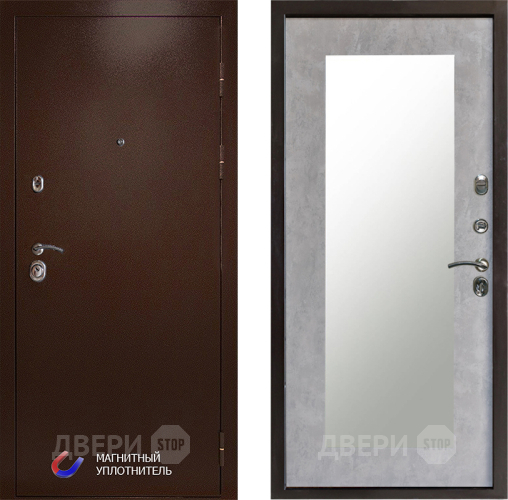 Дверь Престиж Медь Зеркло Пастораль Бетон светлый в Егорьевске