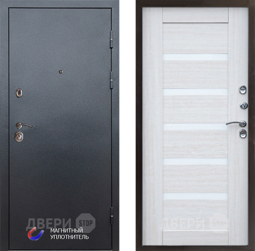 Входная металлическая Дверь Престиж Графит Царга Лиственница белая в Егорьевске