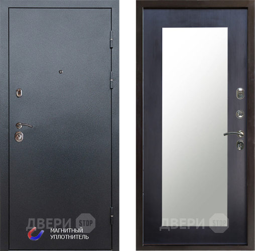 Входная металлическая Дверь Престиж Графит Зеркло Пастораль Венге в Егорьевске