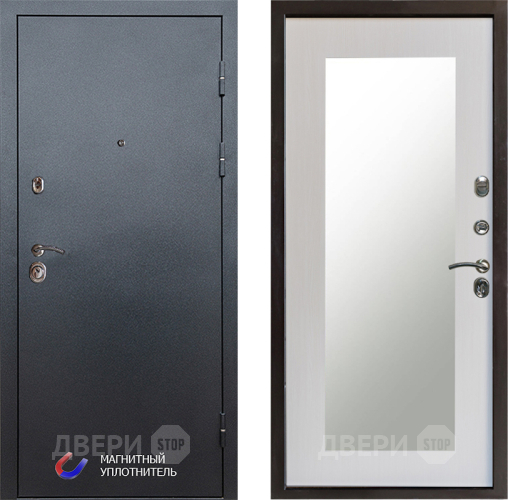 Входная металлическая Дверь Престиж Графит Зеркло Пастораль Лиственница белая в Егорьевске