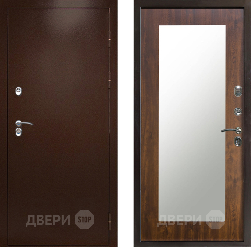 Входная металлическая Дверь Престиж TERMO с терморазрывом Снегирь Медь Зеркало пастораль Дуб в Егорьевске