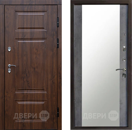 Дверь Престиж TERMO с терморазрывом Премиум Орех Зеркало Бетон темный в Егорьевске