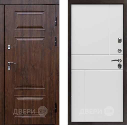 Входная металлическая Дверь Престиж TERMO с терморазрывом Премиум Орех Горизонт Бетон белый в Егорьевске