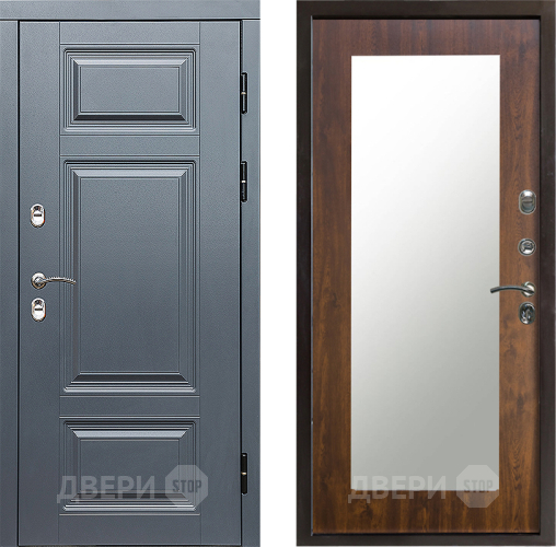 Дверь Престиж TERMO с терморазрывом Премиум Грэй Зеркало пастораль Дуб в Егорьевске