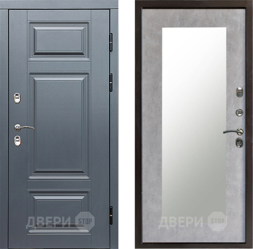 Входная металлическая Дверь Престиж TERMO с терморазрывом Премиум Грэй Зеркало пастораль Бетон светлый в Егорьевске