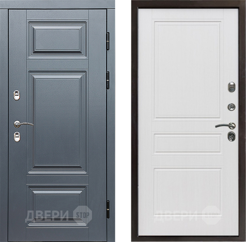 Входная металлическая Дверь Престиж TERMO с терморазрывом Премиум Грэй Классика Белое дерево в Егорьевске