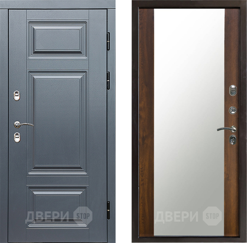 Входная металлическая Дверь Престиж TERMO с терморазрывом Премиум Грэй Зеркало Дуб в Егорьевске