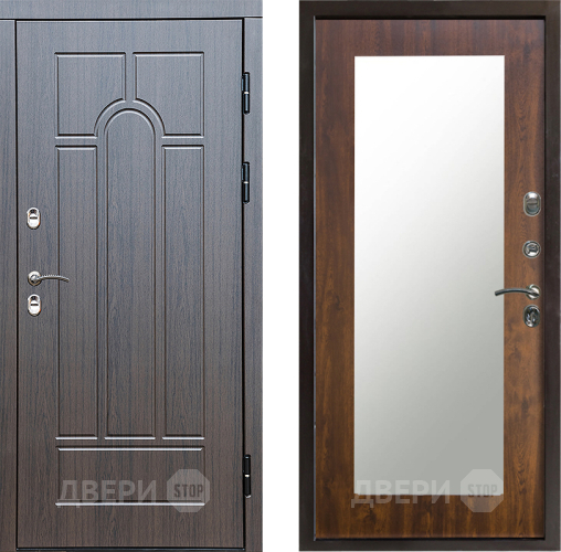 Входная металлическая Дверь Престиж TERMO с терморазрывом Арка Зеркало пастораль Дуб в Егорьевске