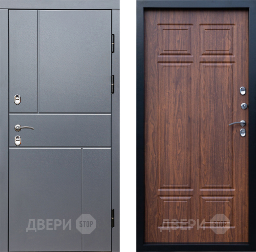 Входная металлическая Дверь Престиж TERMO с терморазрывом Горизонт Грэй Премиум Орех темный в Егорьевске