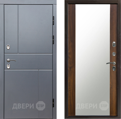Входная металлическая Дверь Престиж TERMO с терморазрывом Горизонт Грэй Зеркало Дуб в Егорьевске