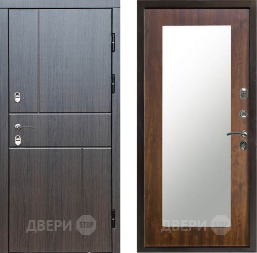 Входная металлическая Дверь Престиж TERMO с терморазрывом Горизонт Венге Зеркало пастораль Дуб в Егорьевске