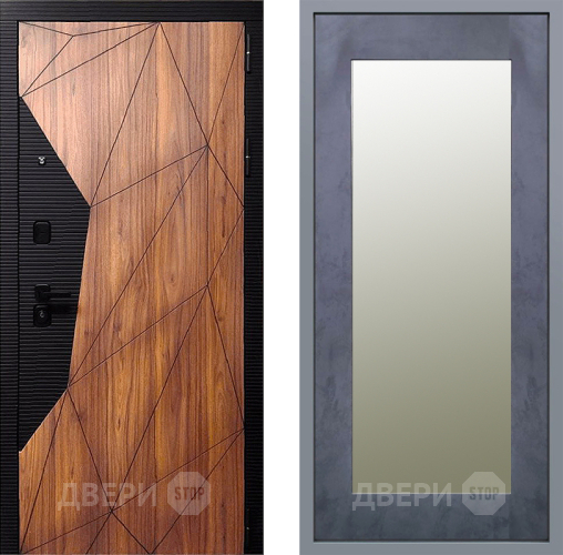 Дверь Заводские двери Морра Зеркало Модерн Бетон темный в Егорьевске