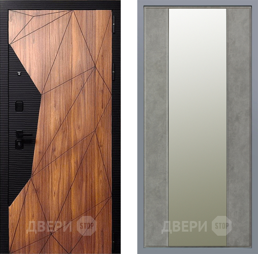 Дверь Заводские двери Морра Зеркало Макси Бетон темный в Егорьевске