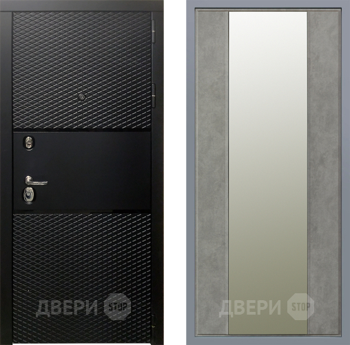 Дверь Заводские двери Тефлон Зеркало Макси Бетон темный в Егорьевске
