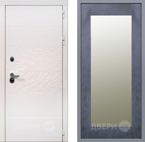 Дверь Заводские двери Дэко Вайт Зеркало Модерн Бетон темный в Егорьевске