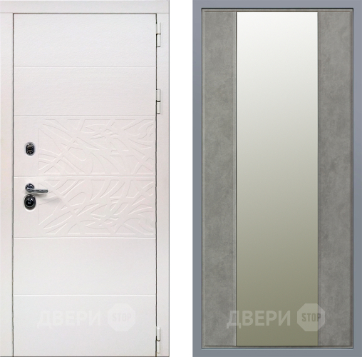 Дверь Заводские двери Дэко Вайт Зеркало Макси Бетон темный в Егорьевске