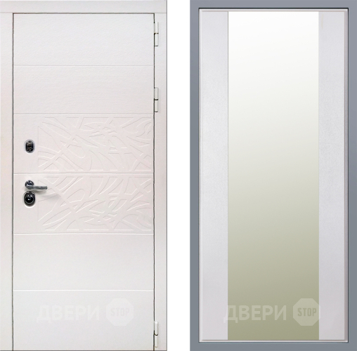 Дверь Заводские двери Дэко Вайт Зеркало Макси Белый шелк в Егорьевске