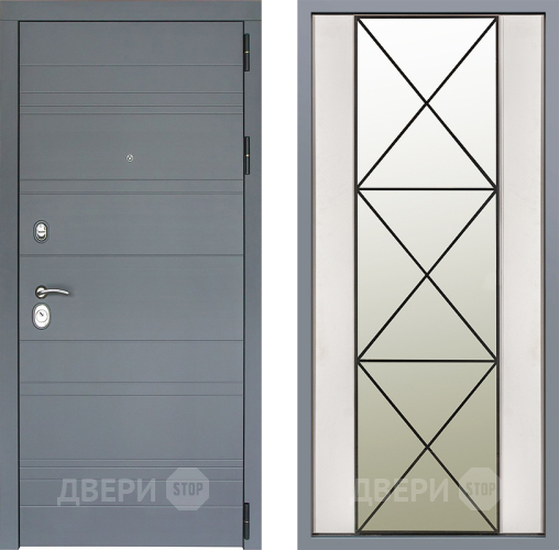 Дверь Заводские двери Лира Софт графит Зеркало Перфекто Структурное дерево в Егорьевске