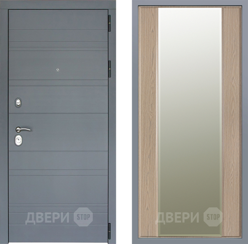 Дверь Заводские двери Лира Софт графит Зеркало Макси Беленый дуб в Егорьевске