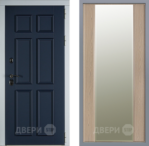 Дверь Заводские двери Стокгольм Зеркало Макси Беленый дуб в Егорьевске