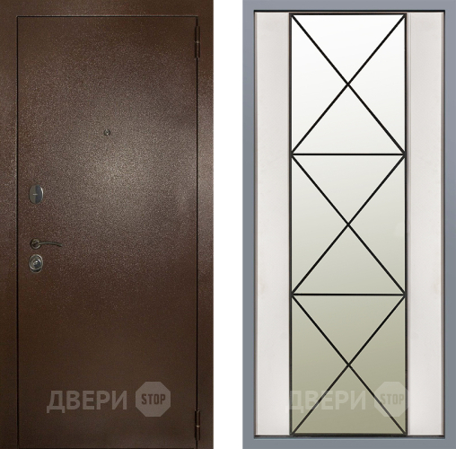 Дверь Заводские двери Эталон 3к антик медь Зеркало Перфекто Структурное дерево в Егорьевске