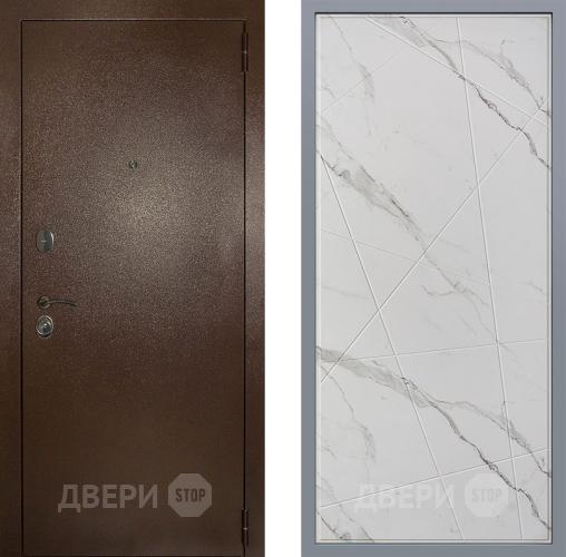 Дверь Заводские двери Эталон 3к антик медь Флитта Мрамор белый в Егорьевске