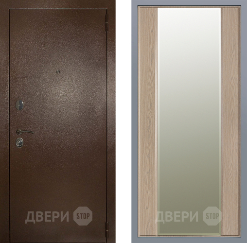 Дверь Заводские двери Эталон 3к антик медь Зеркало Макси Беленый дуб в Егорьевске