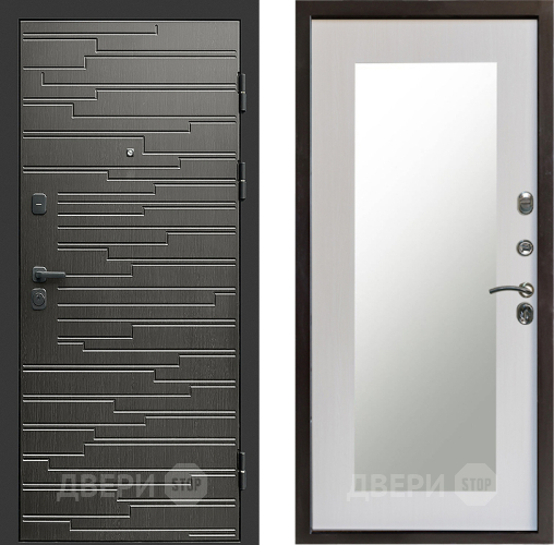 Входная металлическая Дверь Престиж Rivera Зеркло Пастораль Лиственница белая в Егорьевске